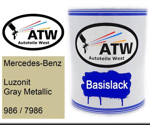 Mercedes-Benz, Luzonit Gray Metallic, 986 / 7986: 1L Lackdose, von ATW Autoteile West.